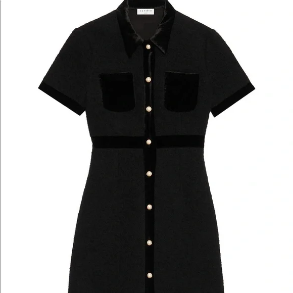 Sandro | Dresses | Iso Sandro Paulette Velvet Trim Mini Dress | Poshmark